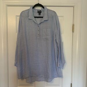 Jones New York Light Blue Casual Linen Tunic